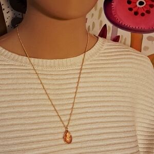 New Elegant Peachy Gem Gold Pendant Necklace
